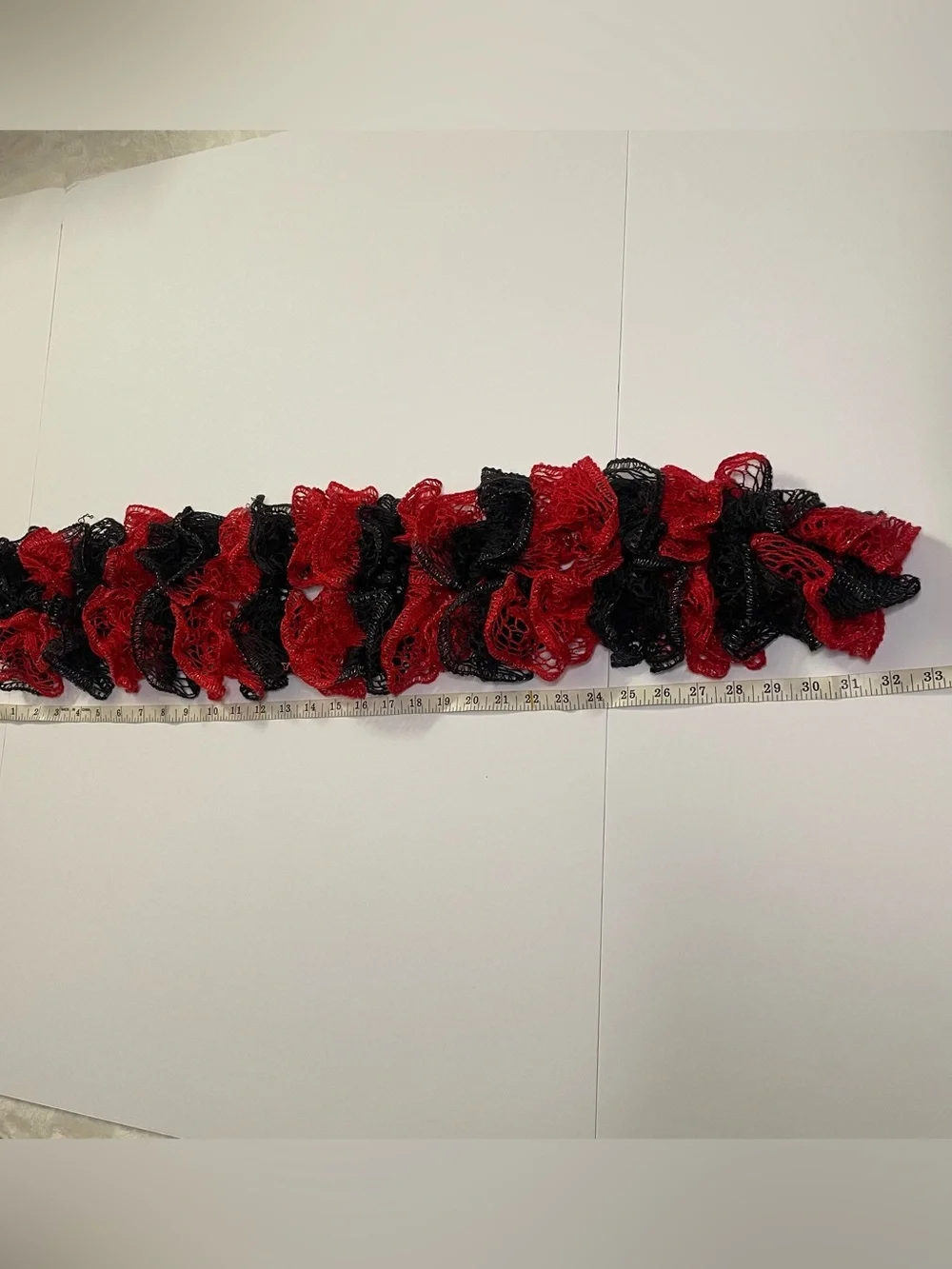 Metallic Black and Red Knitted Scarf